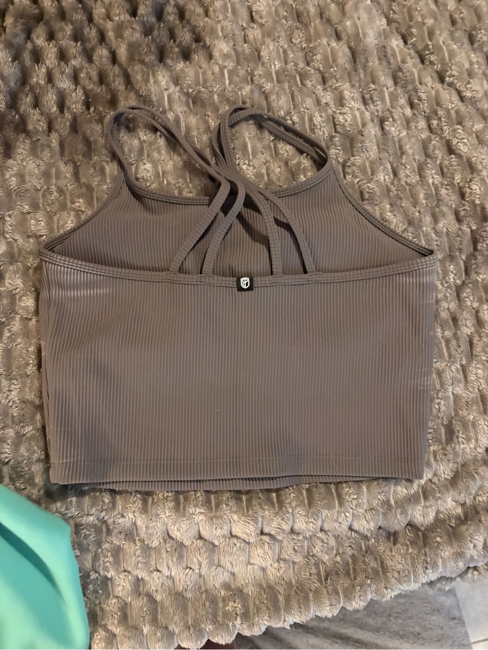 Born Primitive Ribbed Strappy Crop Top - Taupe